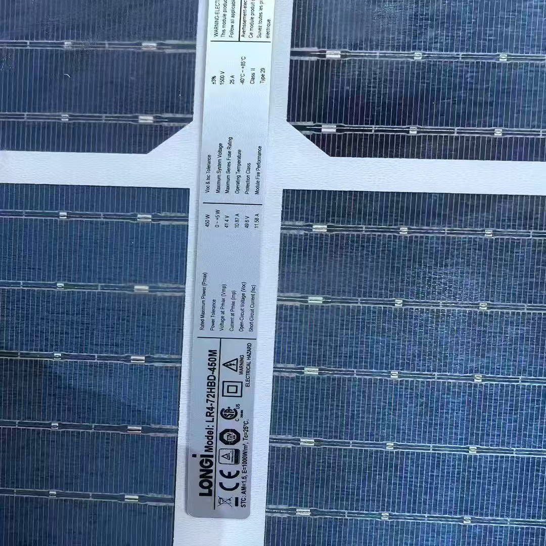 LONGI A-Grade Mono 450w Bifacial With Dual Glass Solar Panel 144 Half-Cut Pv Module 72 Half-Cell Power Generation Panel Size 2094*1038