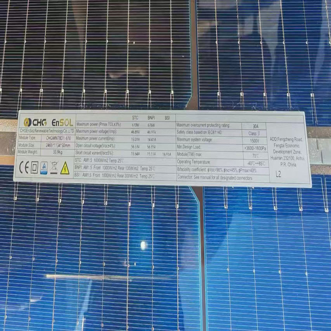 WuRi Solar High Efficiency Class A Mono 605w 610w Silver Frame Bifacial Dual Glass Solar Panel 78 Half-Cell Pv Module N-Type 156 Half-Cut