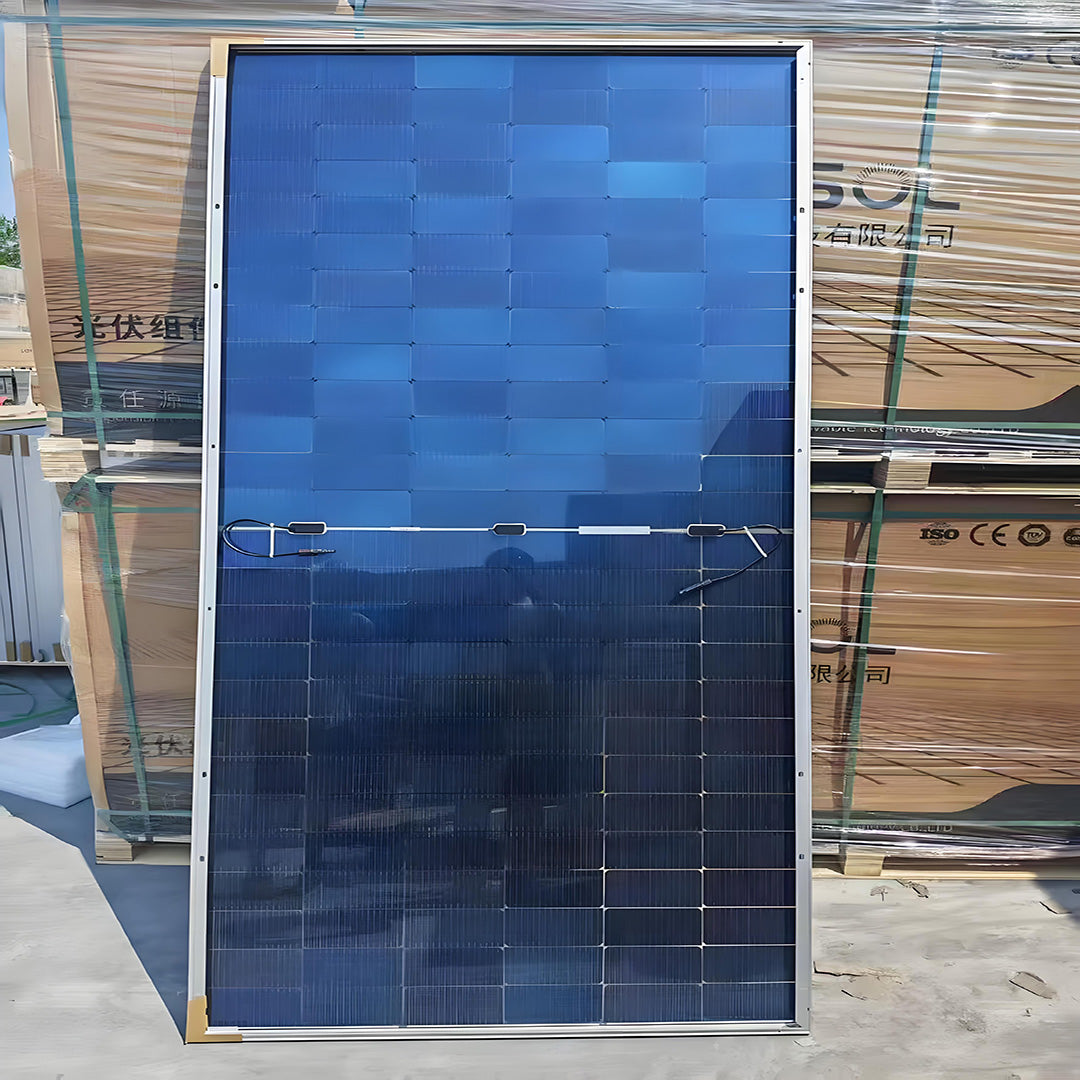 WuRi Solar High Efficiency Class A Mono 605w 610w Silver Frame Bifacial Dual Glass Solar Panel 78 Half-Cell Pv Module N-Type 156 Half-Cut
